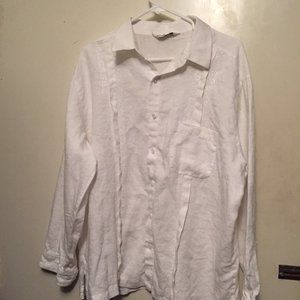 MENS ABITO LONG SLEEVE WHITE LINEN SHIRT SIZE XL